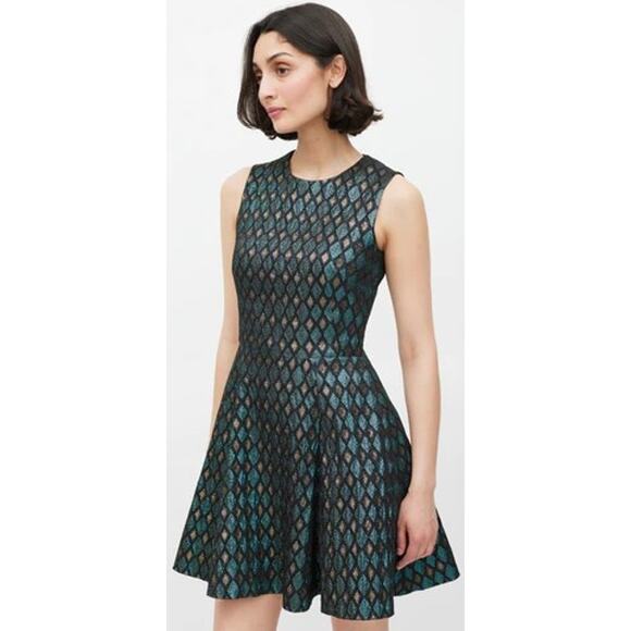 NWD Dolce & Gabbana Black Blue & Gold Jacquard Diamond Dress Size 40 / US 4 - Picture 1 of 11